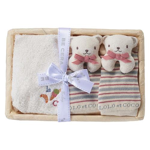 ロロココ フットトーイセット ピンクベージュ 〔授乳スタイ・フットトーイ・ソックス・竹籠〕 C708...