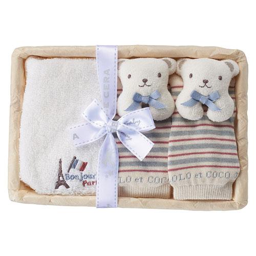 ロロココ フットトーイセット ブルー 〔授乳スタイ・フットトーイ・ソックス・竹籠〕 C7089028