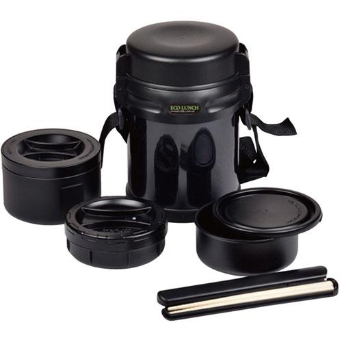 パール金属 エコランチ ダブルステンレスランチジャー1600 ブラック HB-0253