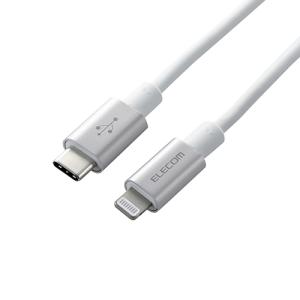 エレコム USB C-Lightningケーブル 準高耐久 1.0m シルバー MPA-CLPS10SV｜krypton