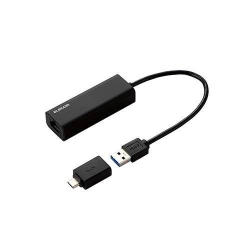 エレコム 有線LANアダプタ/2.5G対応/Type-C変換アダプタ付/ブラック EDC-QUA3C...
