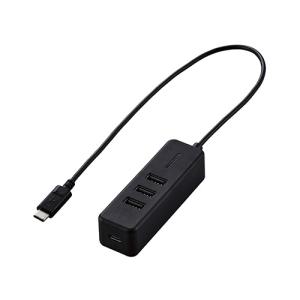 エレコム USB Type C ハブ/USB2.0/USB-Aメス3ポート/PD対応Type-C1ポート/ケーブル30cm/ブラック U2HC-T431PBK｜krypton