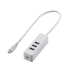 エレコム USB Type C ハブ/USB3.1(Gen1)/USB-Aメス3ポート/PD対応Type-C1ポート/ケーブル30cm/ホワイト U3HC-T431P5WH｜krypton