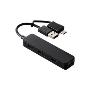 エレコム USB ハブ USB2.0 バスパワー スティックタイプ ケーブル長7cm ブラック U2H-CA4003BBK｜krypton