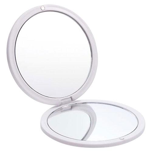 ダブルコンパクトミラー 通常の鏡/2倍率の拡大鏡 約φ75×9mm 22553312