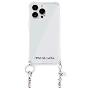 PHONECKLACE チェーンショルダーストラップ付きクリアケース for iPhone 13 Pro Max シルバー PN21613i13PMSV｜krypton