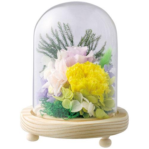 スープ ガラスドーム仏花 真帆 〔直径11.5cm高さ15.5cmプリザーブド仏花1個〕 ほこりを気...