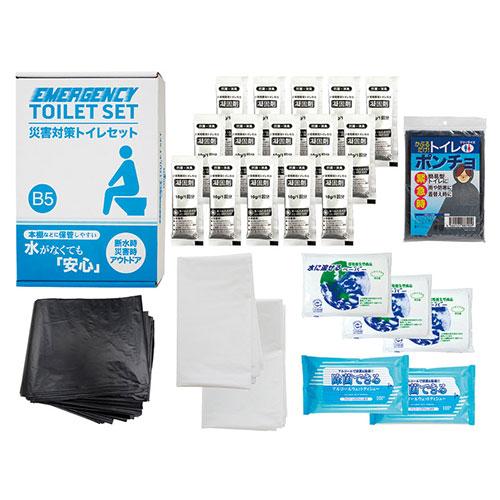 災害対策トイレセット15回分 〔抗菌材入り凝固剤・排便処理袋・収納外袋・除菌アルコールウェットティッ...