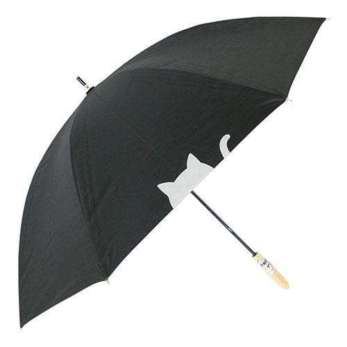 三国 MKN 遮光&amp;遮熱 黒コーティング傘 50cm手開き 傘と猫 ブラック S1517402