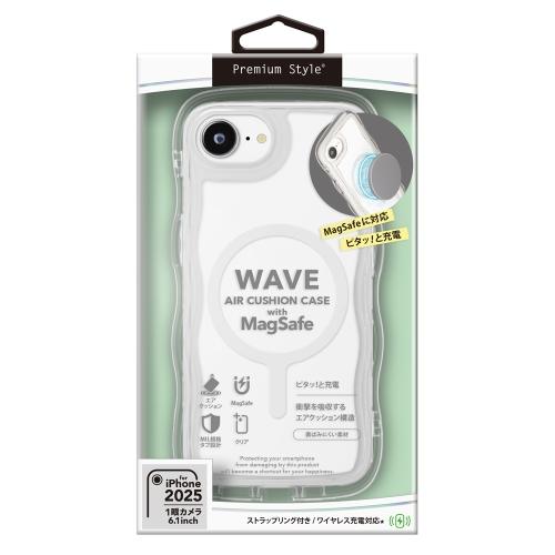 PGA iPhone 16e用 MagSafe対応 ウェーブ エアクッションケース やわらかな波打つ...