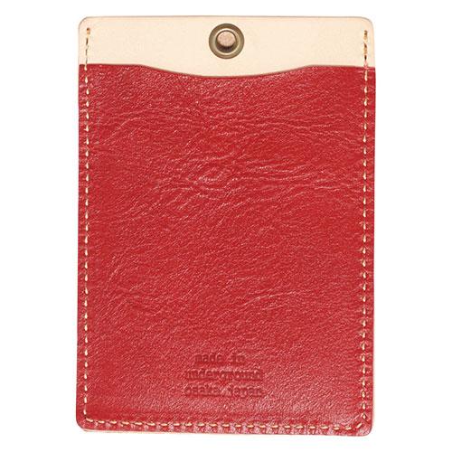 made in underground osaka.japan オイルヌメ革パスケース レッド 〔約...