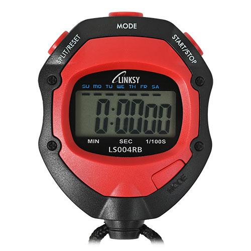 LINKSY リンクシー ストップウォッチ 1/100秒 スプリット/デュアルタイム レッド×ブラッ...