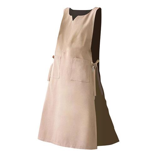 ライズクリエイション キーネックサイドリボンエプロン 着るだけ華やか 褒められエプロン グレージュ ...