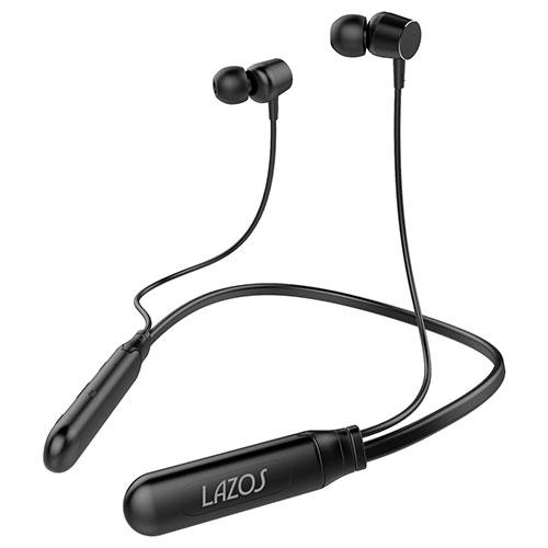 〔5個セット〕 Lazos Bluetoothイヤホン ネックバンド型 V5.1 ブラック L-BT...