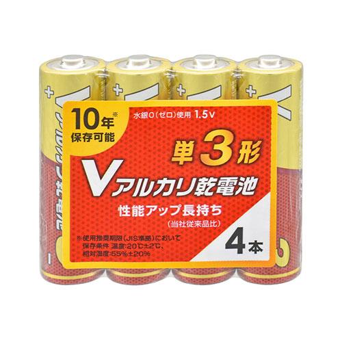 〔4本パック×10セット〕 オーム電機 Vアルカリ乾電池 単3形 08-4124 LR6VS4PX1...