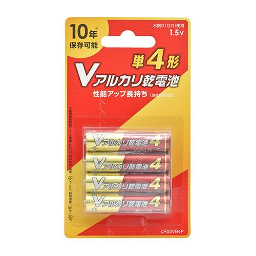 〔4本パック×10セット〕 オーム電機 Vアルカリ乾電池 単4形 08-4134 LR03VB4PX...