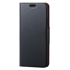 エレコム iPhone XS ソフトレザーカバー 薄型 磁石付 ブラック PM-A18BPLFUBK｜krypton