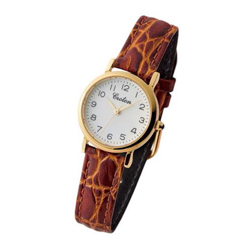 クロトン レディスウォッチ すっきりとしたフェイスで見やすい婦人用腕時計 ブラウン K6091111...