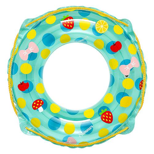 イガラシ プール・海水浴用 浮き輪 ミントドット 55cm すばやく膨らませられる かんたん空気栓 ...