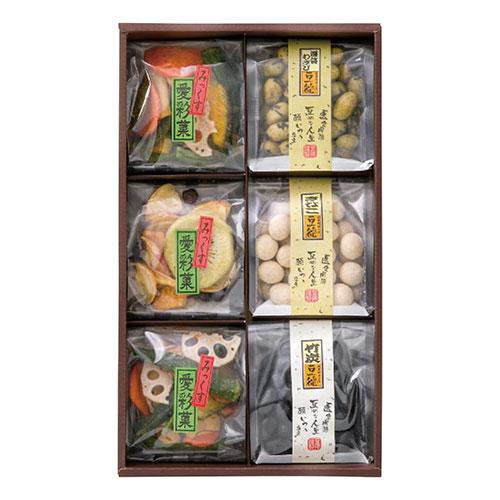 豆徳 六つの彩 〔竹炭豆80g・きなこ豆75g・海苔わさび豆80g・果物あらかると32g各1袋・野菜...