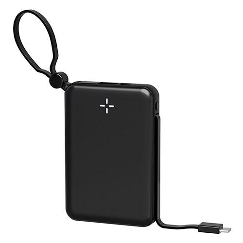 HIDISC PD20W充電に対応 ケーブル一体型モバイルバッテリー 10,000mAh ブラック ...