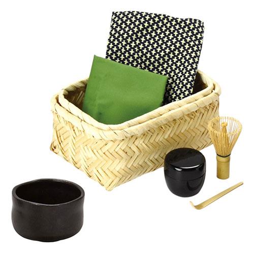 ヤマコー てまひま工房 New茶器茶喜お抹茶セット(茶碗・棗・茶せん・茶さじ・敷き布・布巾・竹製ケー...