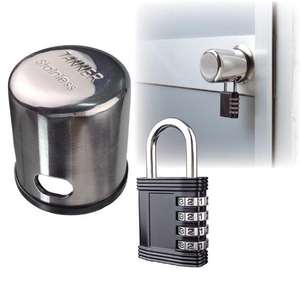 ドアノブガード 約直径6.2cm 南京錠付き ステンレス鋼製 玄関 エントランス 入口 防犯対策 セ...