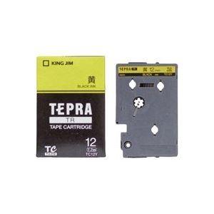 (まとめ)キングジム テプラTRテープ TC12Y 黄に黒文字 12mm〔×3セット〕