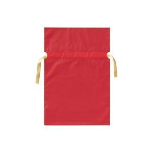 (まとめ)カクケイ 梨地リボン付き巾着袋 赤 M 20枚FK2403〔×3セット〕｜krypton