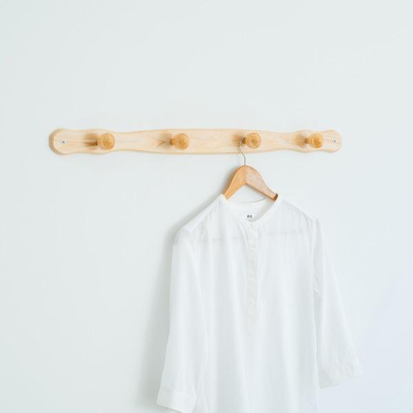 コートハンガー(壁掛けフック/端波型)(ナチュラル) 木製(天然木)/北欧風/ウォールハンガー/コー...