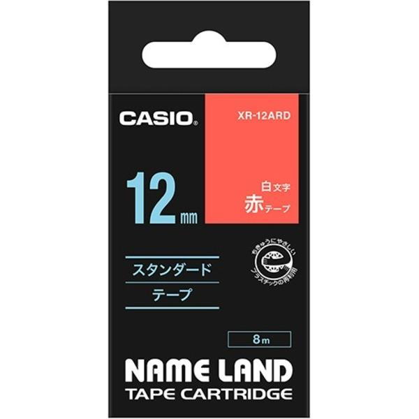 (まとめ) カシオ ネームランド NAME LAND スタンダードテープ 12mm×8m 赤/白文字...