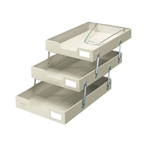 (まとめ) コクヨ スチールトレー A4タテ3段 ライトグレー ST-3M 1個 〔×2セット〕