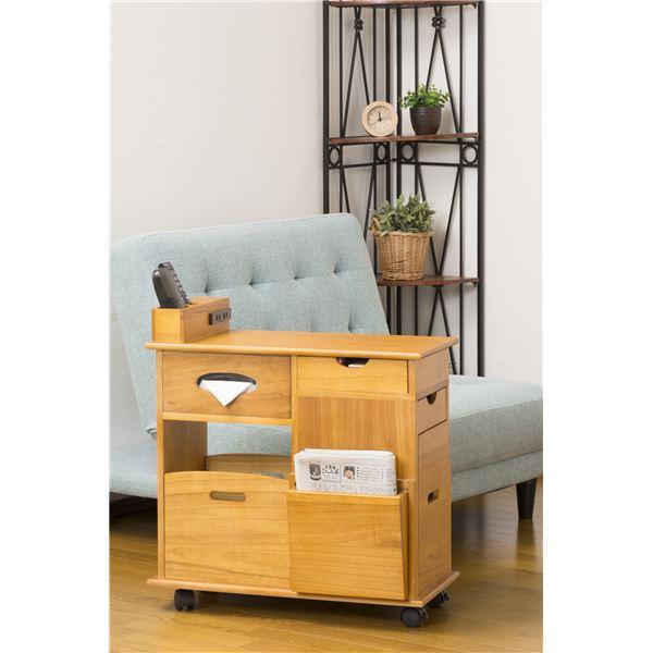ソファーサイド すっ桐ワゴン(サイドテーブル)〔完成品〕