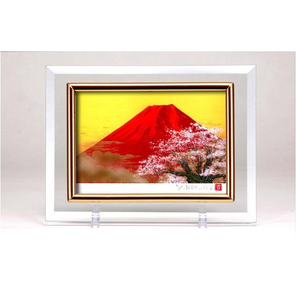 フォトフレーム 写真立て ハガキサイズ 150×105mm対応 吉岡浩太郎 クリスタル絵画 「赤富士...