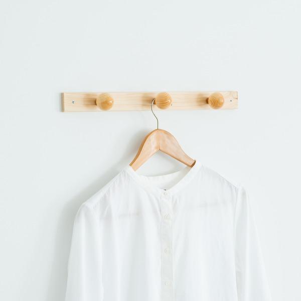 〔30本セット〕コートハンガー〔3玉〕(ナチュラル) 幅45cm 壁掛けフック/木製(天然木)/北欧...