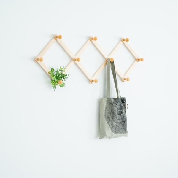 〔20本セット〕 コートハンガー〔アコーディオン10玉〕(ナチュラル) 壁掛けフック/木製(天然木)...