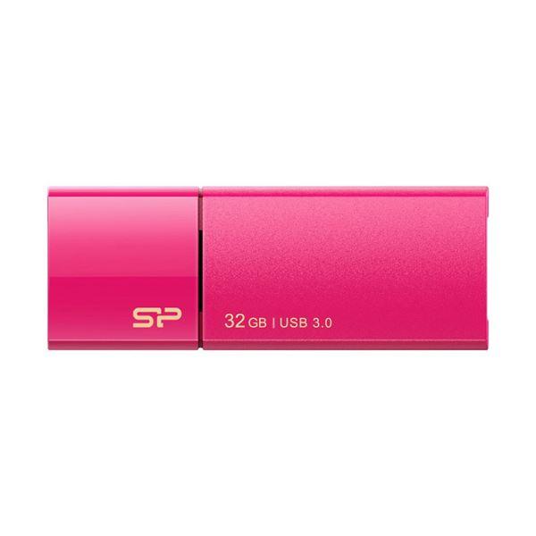 (まとめ)シリコンパワー USB3.0スライド式フラッシュメモリ 32GB ピンク SP032GBU...