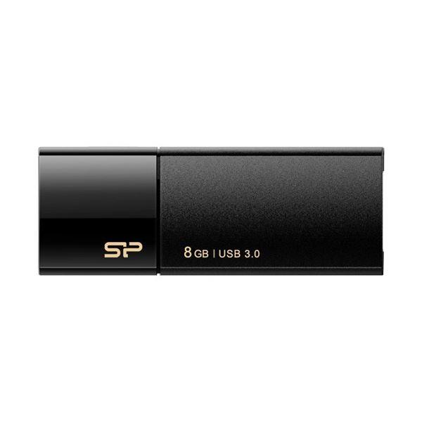 (まとめ)シリコンパワー USB3.0スライド式フラッシュメモリ 8GB ブラック SP008GBU...