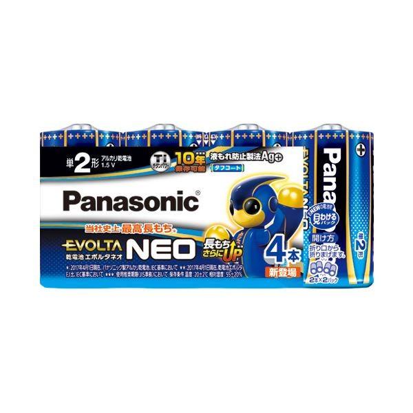 (まとめ) Panasonic 乾電池エボルタネオ単2形 4本入 LR14NJ/4SW〔×10セット...