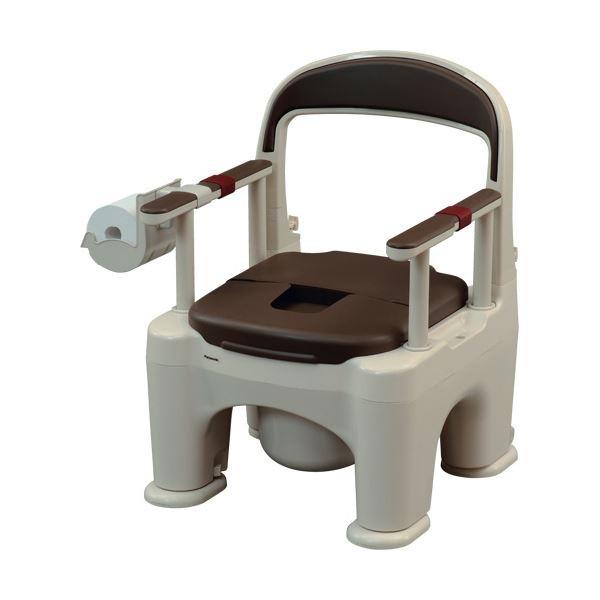 パナソニック エイジフリーポータブルトイレ 座楽 ラフィーネ プラスチック便座 モカブラウン PN-...