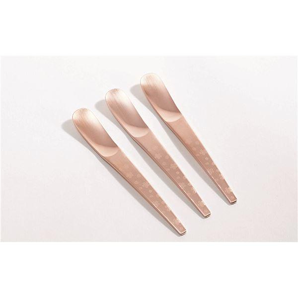 さくら コーヒースプーン 〔3pc 全長115mm〕 日本製 PINK GOLD 18-8 ステンレ...
