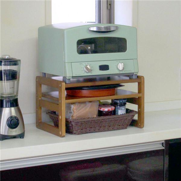 キッチン収納 キッチンラック 幅39.5cm ダークブラウン 洗えるバスケット付き トースターラック...