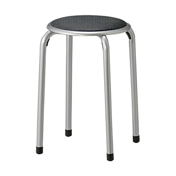 (まとめ)不二貿易 パイプ丸イス TX-01/10 ブラック 14069 1脚 〔×3セット〕