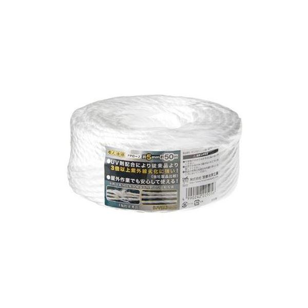 (まとめ)宮島化学工業 PPロープ 5mm×50m 白 UV剤配合 GPP505〔×10セット〕