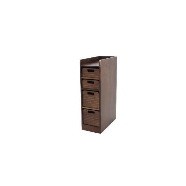 収納棚 サイドボード 約幅20cm 4段 ブラウン 木製 天然木 桐材 キャスター付き 軽量 トレイ...