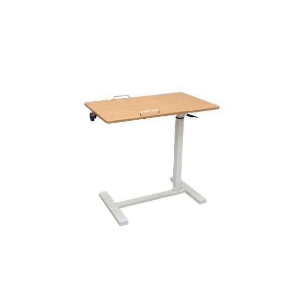サイドテーブル 昇降式テーブル 約幅65cm ナチュラル 高さ調節 角度調整可 エアシリンダー 組立...