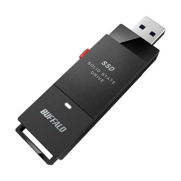 バッファロー USB3.2(Gen1)ポータブルSSD スティック型 500GB ブラック SSD-...