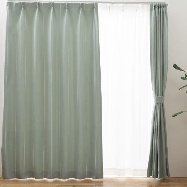 遮光 カーテン 3級 〔 約 幅100 cm 丈105 cm 2枚セット ブルー 〕 ストライプ柄 ...