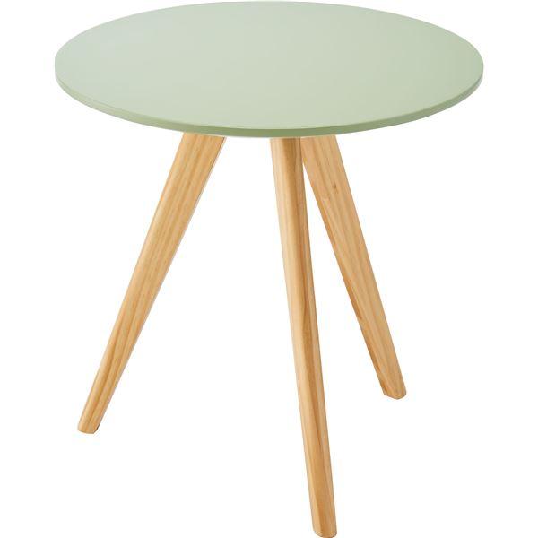 ラウンド サイドテーブル 約幅50cm グリーン 天然木 三本脚 組立簡単 持ち運び便利 リビング ...