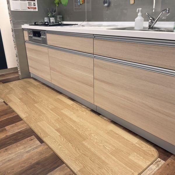 キッチンマット 約60cm×約240cm ナチュラル フローリング クッションフロア CF ラグ 抗...